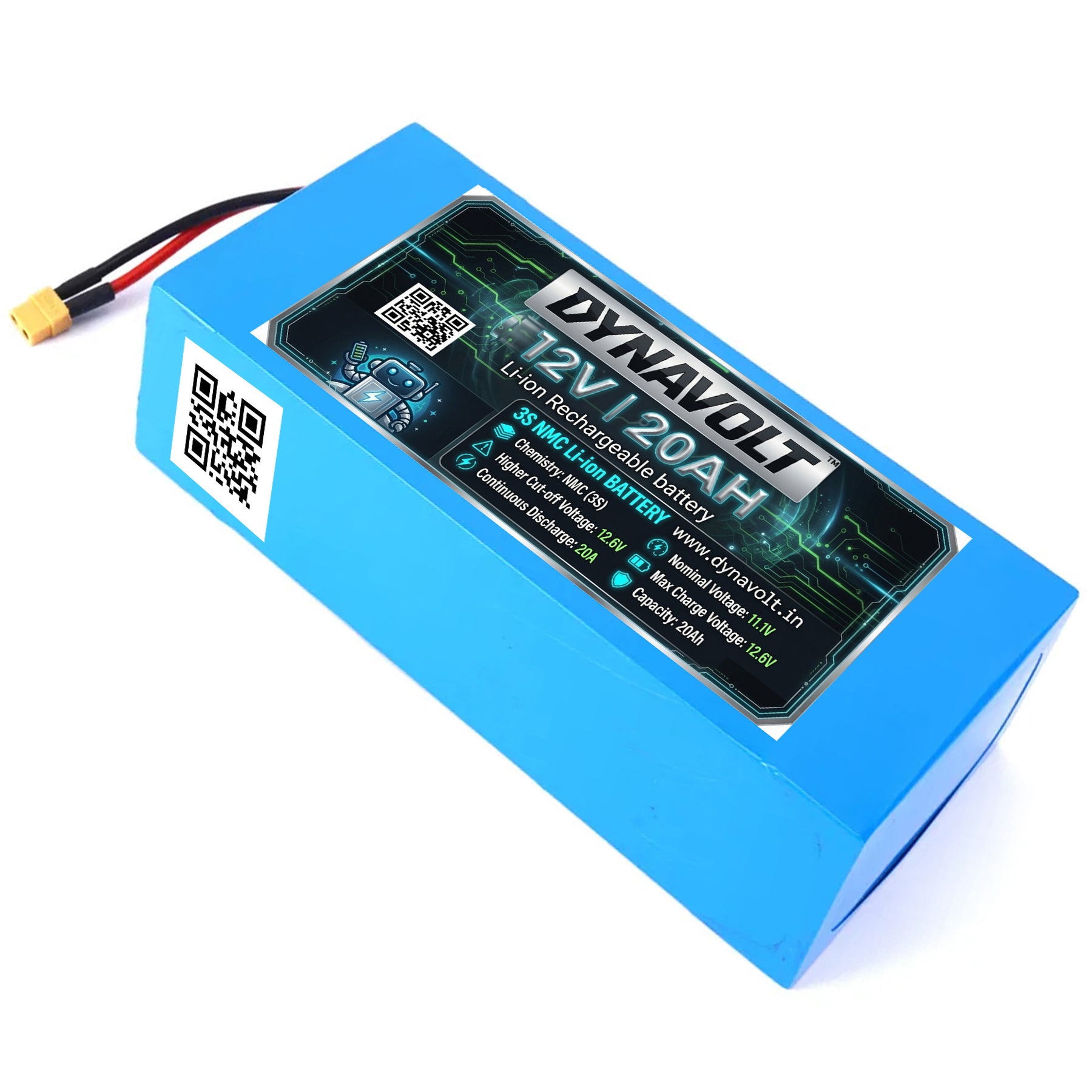 DYNAVOLT™ 12V 20Ah Lithium-Ion Rechargeable Battery for Solar Power ,UPS Backup ,Emergency Lighting ,Robotics ,Marine Electronics ,Fish Finder ,Camping Power