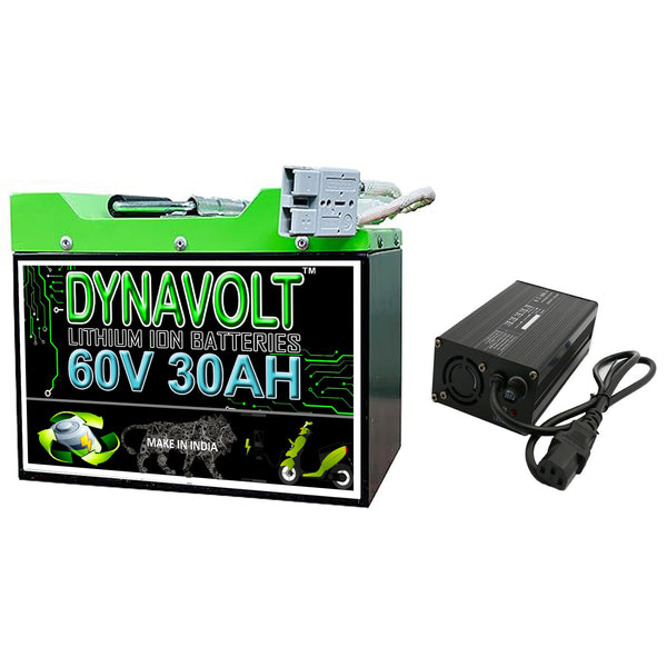 DYNAVOLT™ 60v 30ah lithium ion battery included with charger 60v 6amps fast charger 3 years warranty