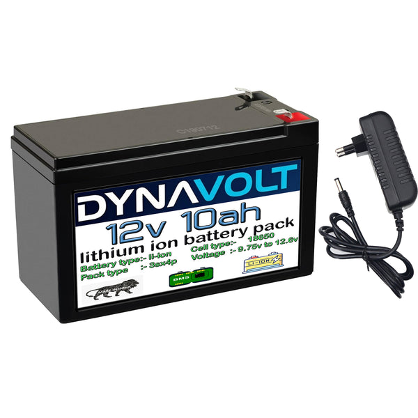 DYNAVOLT™ 12v 10ah lithium ion battery including with charger for agriculture spray pump, UPS, industrial use and solar etc