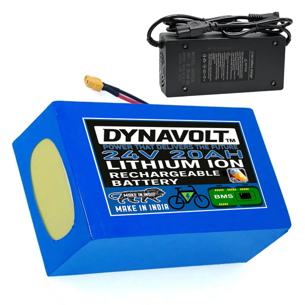 DYNAVOLT™ 24v 20ah lithium ion Rechargeable Battery with Charger for E-Cycles ,Electric Bicycles ,Electric Wheelchairs & Mobility Scooters